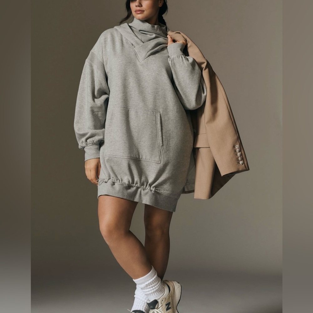 Daily Practice by Anthropologie Hooded Mini Dress - Gray - PLUS 1X